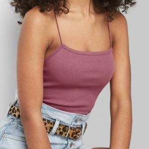 NWT Square Neck Spaghetti Strap Bodysuit Wild Fable grape mauve size XS
